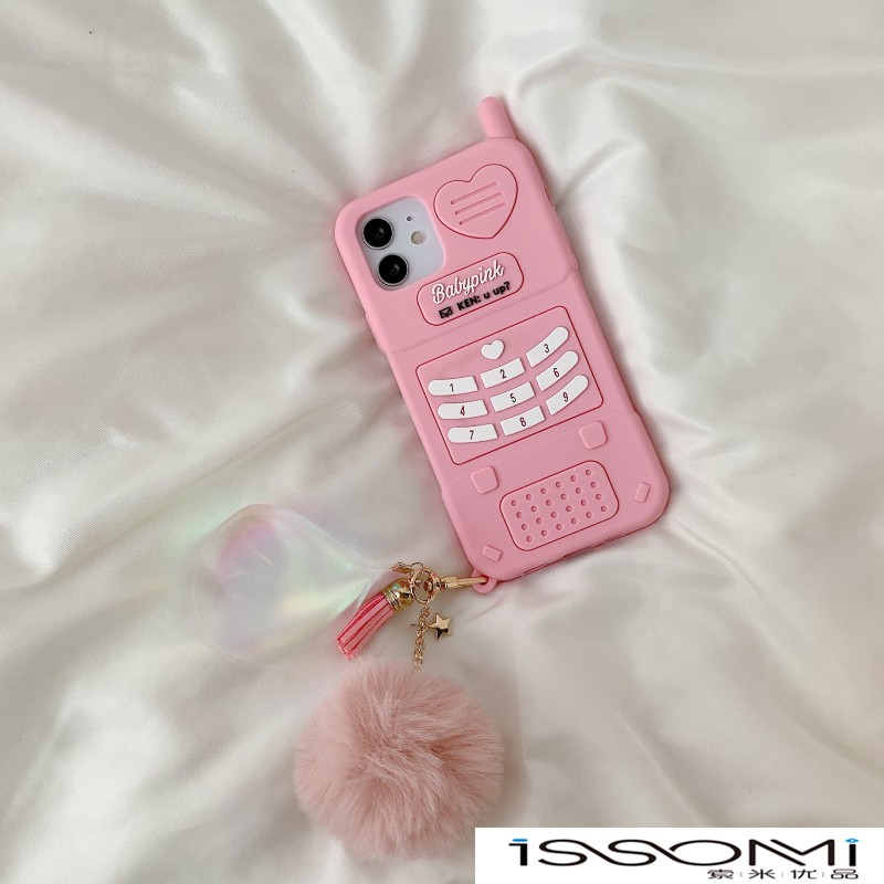 Ốp điện thoại màu hồng thiết kế sáng tạo cho iPhone11 12pro max x xr 7 8plus se