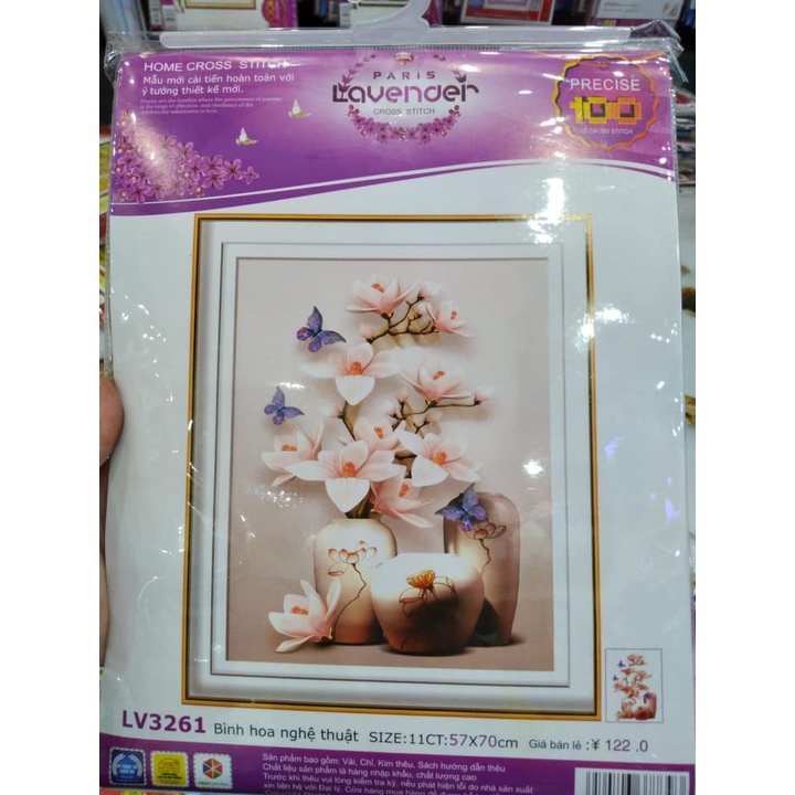 Tranh đính đá Bình Hoa Lan KT:50x70cm , tranh chưa gắn đá