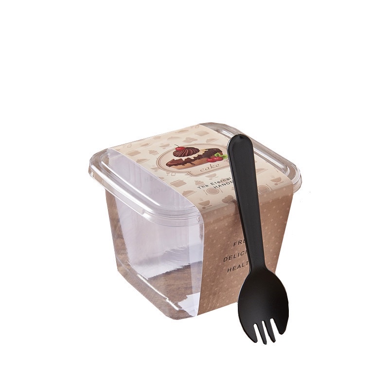 Hộp nhựa vuông đựng bánh tiramisu/mousse