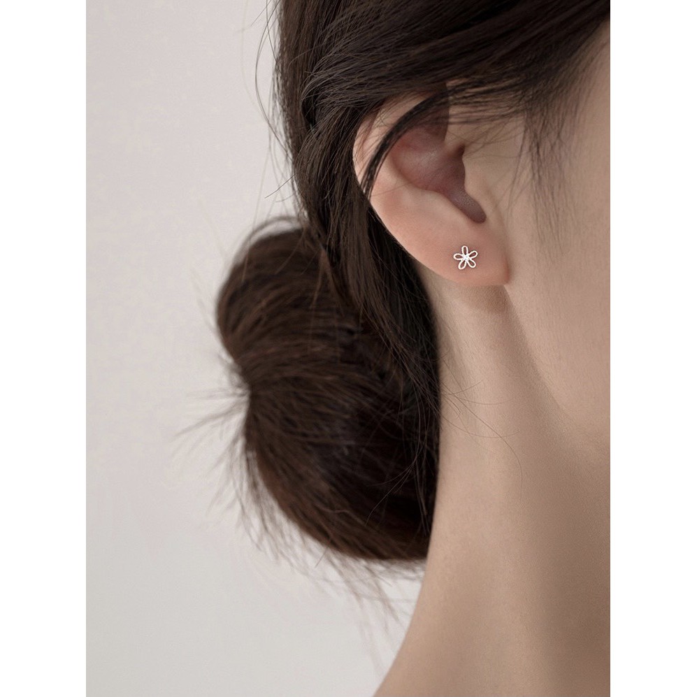 Khuyên tai bạc nữ hoa năm cánh, bông tai bạc Ý 925 mạ vàng cao cấp DUYSON SILVER (Giá bán/1 chiếc) [KNXK37]