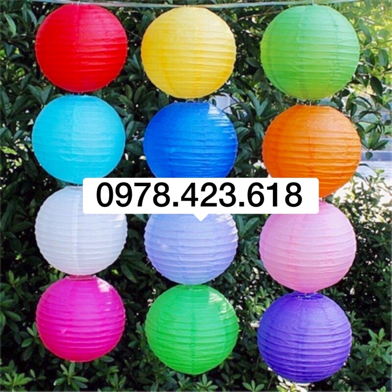 Đèn lồng Giấy tròn nhiều màu giá rẻ 30cm - 25cm - 20cm -  trang trí quán cafe - decor Tết, sự kiện, trường học, siêu thị