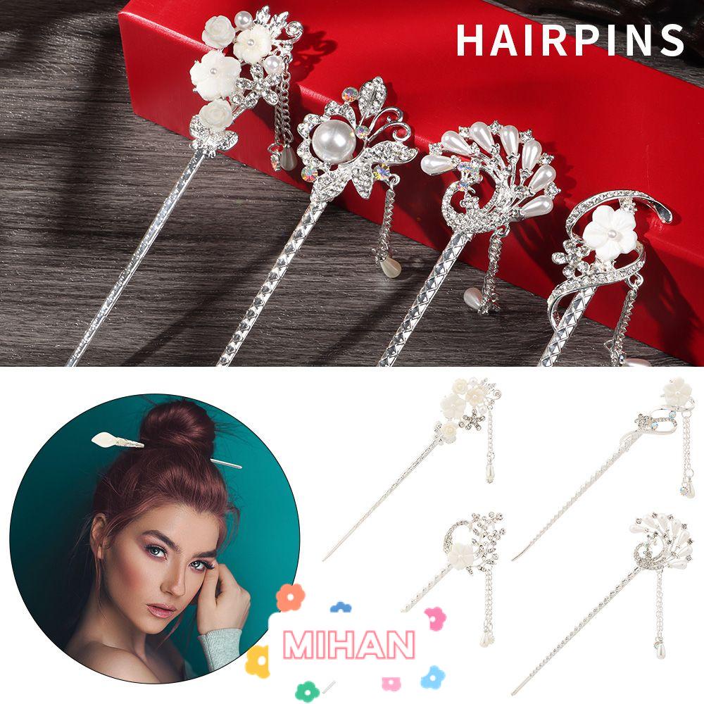 MIHAN1 Women Girls Chopstick Hair Sticks Flowers Hair Accessories Hairpin Ebony Tassel Retro Style Fashion Exquisite Handmade Hair Styling Tools