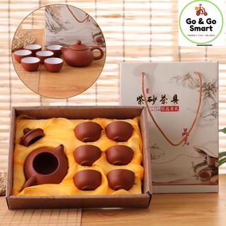 Bộ ấm chén gốm sứ tử sa, 6 chén, tinh hoa trà đạo