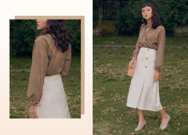 Áo linen cột dây