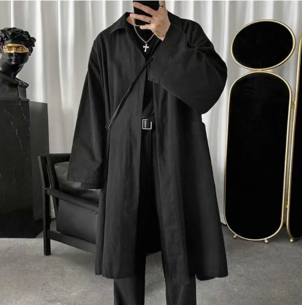 Áo khoác dáng dài form rộng thời trang mùa thu hàn quốc cho nam new áo dài tay jacket rộng men top coat áo gió nam phong cách hàn quốc màu đặc retro áo dài tay