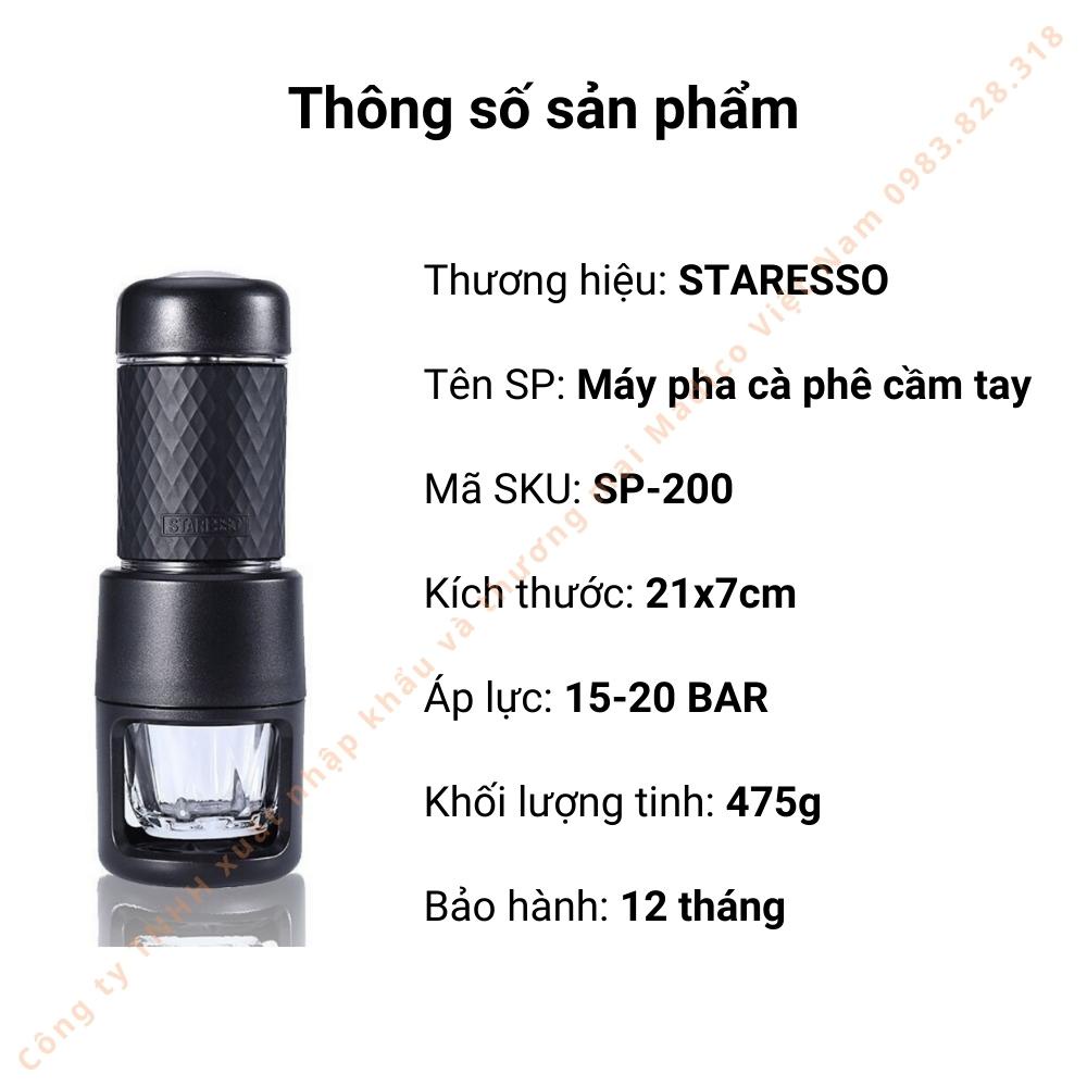 Máy pha cà phê Staresso cầm tay mini Basic SP-200 espresso du lịch, cắm trại campout áp suất cao Bản 2022 - vo2_store