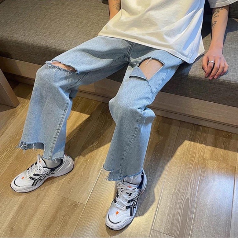 [HOT TREND 2022] Quần Jean dáng suông rách gối -Q7-Quần bò ống rộng form Unisex nam nữ -chất đẹp giá rẻ nhất thị trường | BigBuy360 - bigbuy360.vn