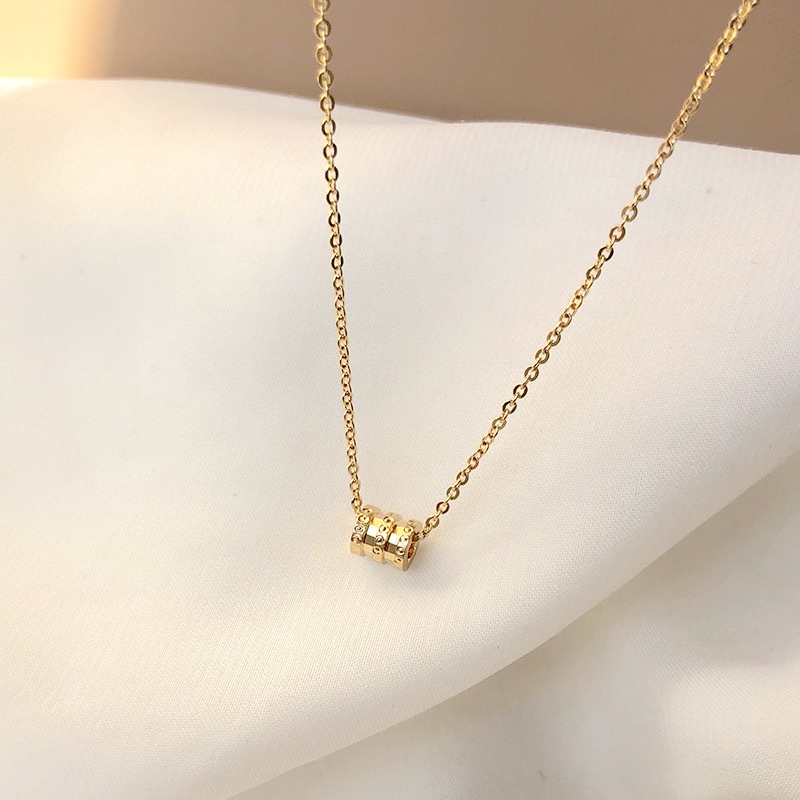 Dây chuyền unisex Her Accessories vòng cổ mặt trụ tròn dáng mảnh xinh xắn C34