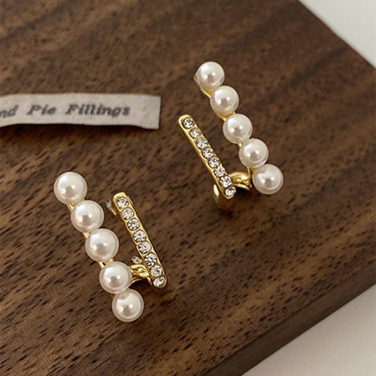 Khuyên Tai Hai Lớp Đính Ngọc Trai Cao Cấp Phong Cách Hàn Quốc Cho Nữ