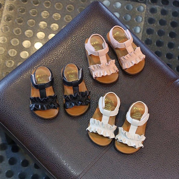 Dép sandal cho bé gái chất da PU siêu mềm chính hãng MG Baby có quai dán viền bèo cực dễ thương phong cách Hàn Quốc V621