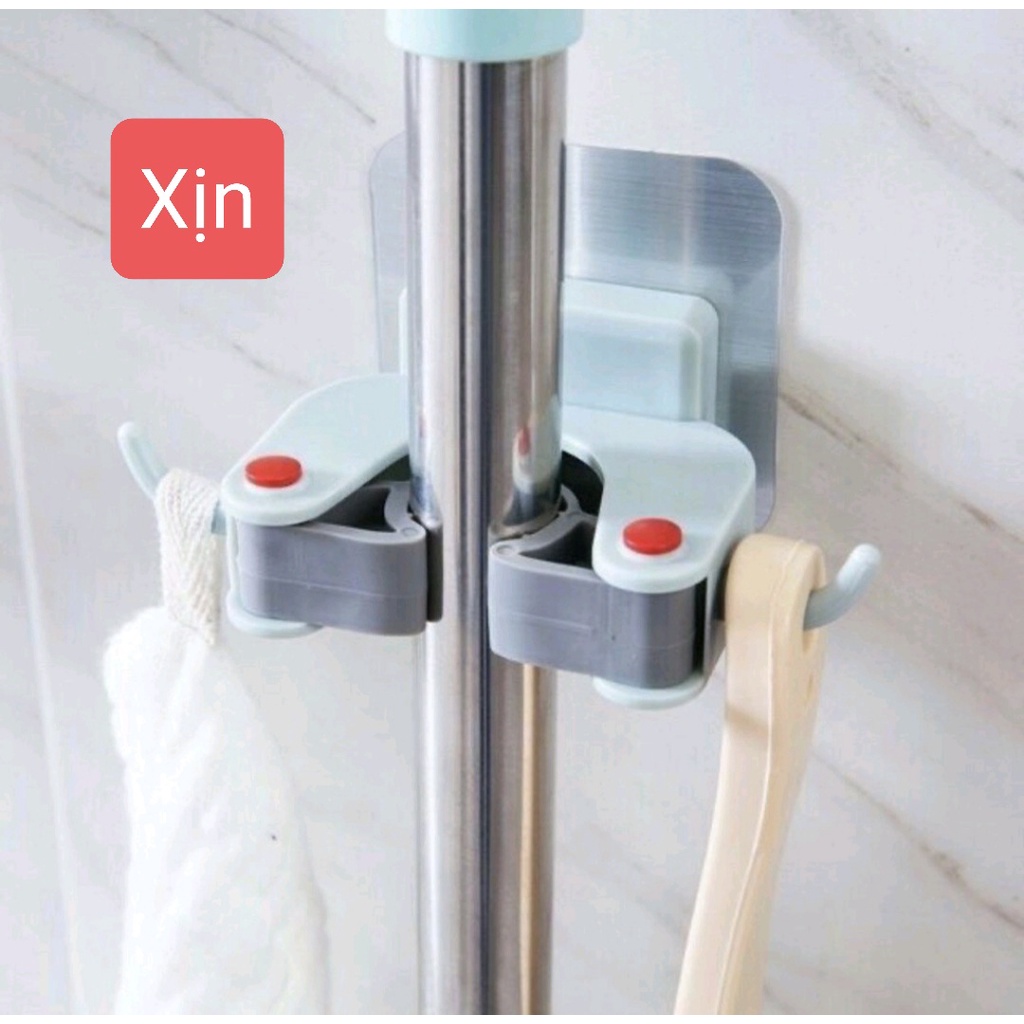 Móc Kẹp Chổi Lau Nhà, Kẹp Treo Đồ Đa Năng Dán Tường Siêu Dính