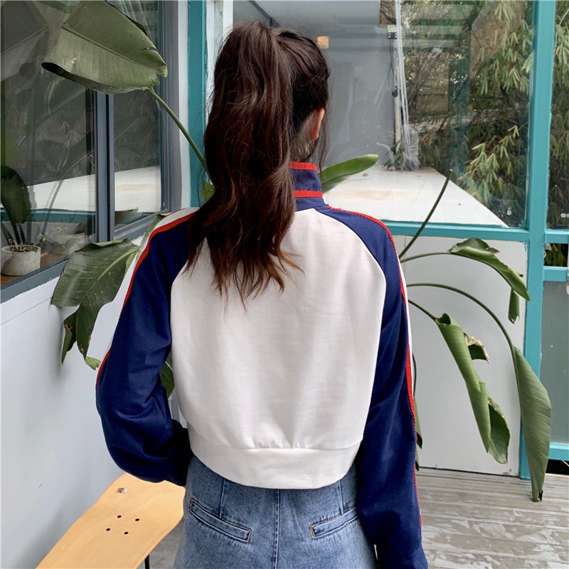 IELGY  Áo sweater Dáng Rộng Tay Dài Eo Cao Có Khóa Kéo Thời Trang Cho Nữ