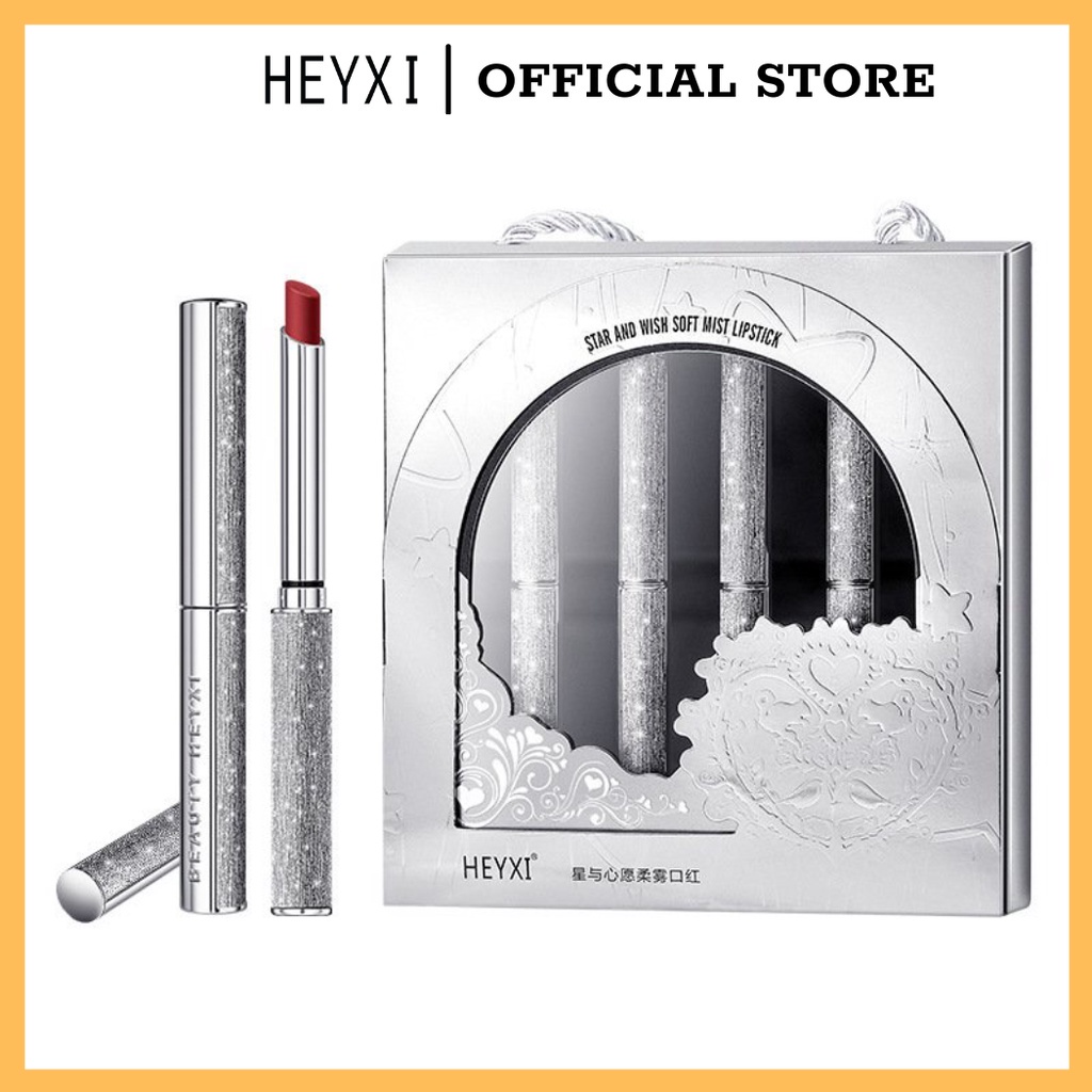 Son môi màu bạc set 4 cây heyxi Son lì nội địa trung lâu trôi HSS4