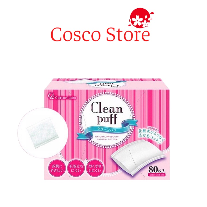 Bông tẩy trang Clean Puff 80 miếng nhật bản