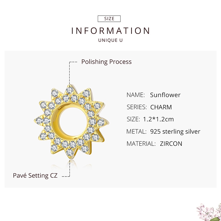 Mặt dây chuyền Bamoer  vàng hình dạng hoa hướng dương xinh xắn sang trọng