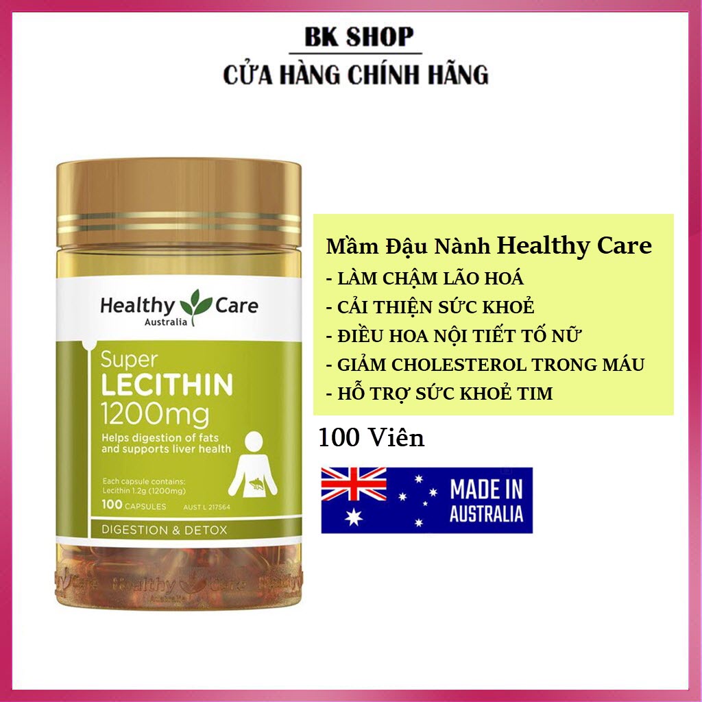 [Hàng Úc] Viên Uống Mầm đậu nành điều hòa nội tiết Healthy Care Super Lecithin 100 viên