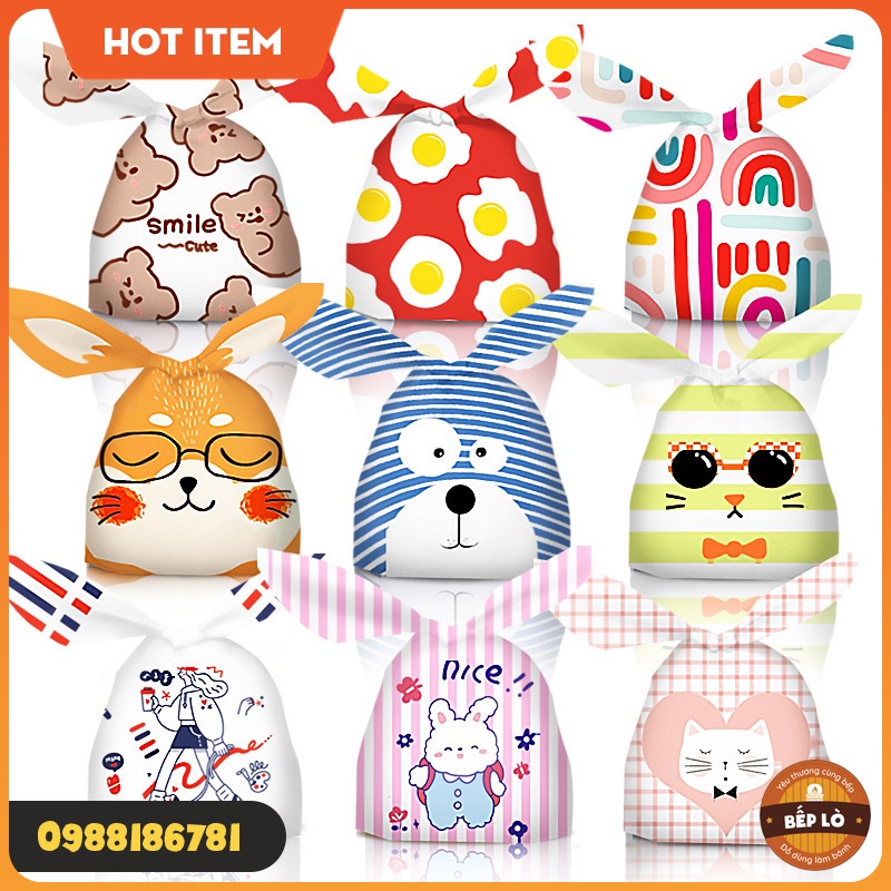 Túi Tai Thỏ Đựng Bánh Kẹo Xinh Xắn Dễ Thương Size 14*23cm - Set 20 túi