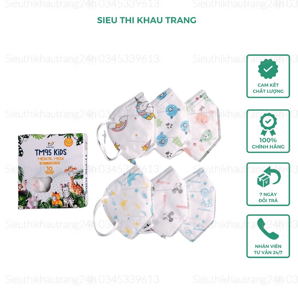 Khẩu trang 5D Trẻ Em  Khẩu Trang TM95 Kid Cho Bé Từ 5 Đến 12 Tuổi Mix Hình Kháng Khuẩn- Ngăn Bụi