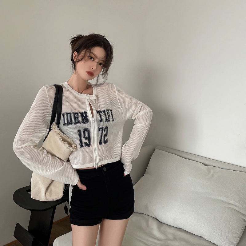 Thời Trang Nữ Mới Mùa Thu Ngắn Hàng Đầu Thời Trang Hàn Quốc Áo Khoác Cardigan Dáng Dài