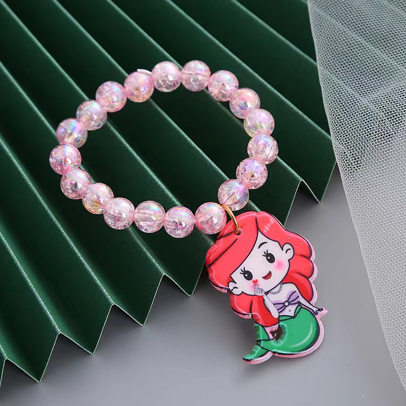 Vòng Tay Mặt Hình Công Chúa Elsa Cho Bé |Vòng Tay Chuỗi Hạt Co Giãn Hình Bạch Tuyết/ Nàng Tiên Cá