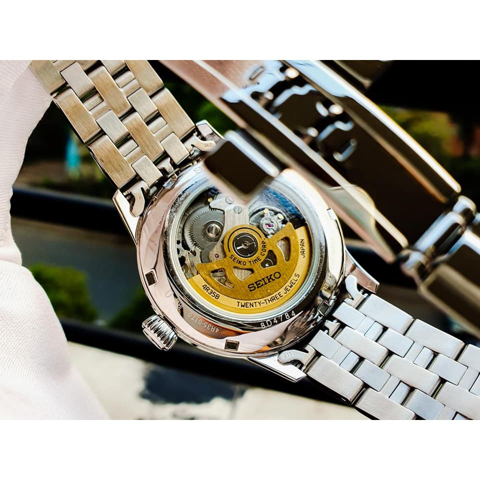 Đồng hồ Nam Seiko cơ tự động Presage Cocktail, kính cong Hardlex, dây thép không gỉ SRPB41J1