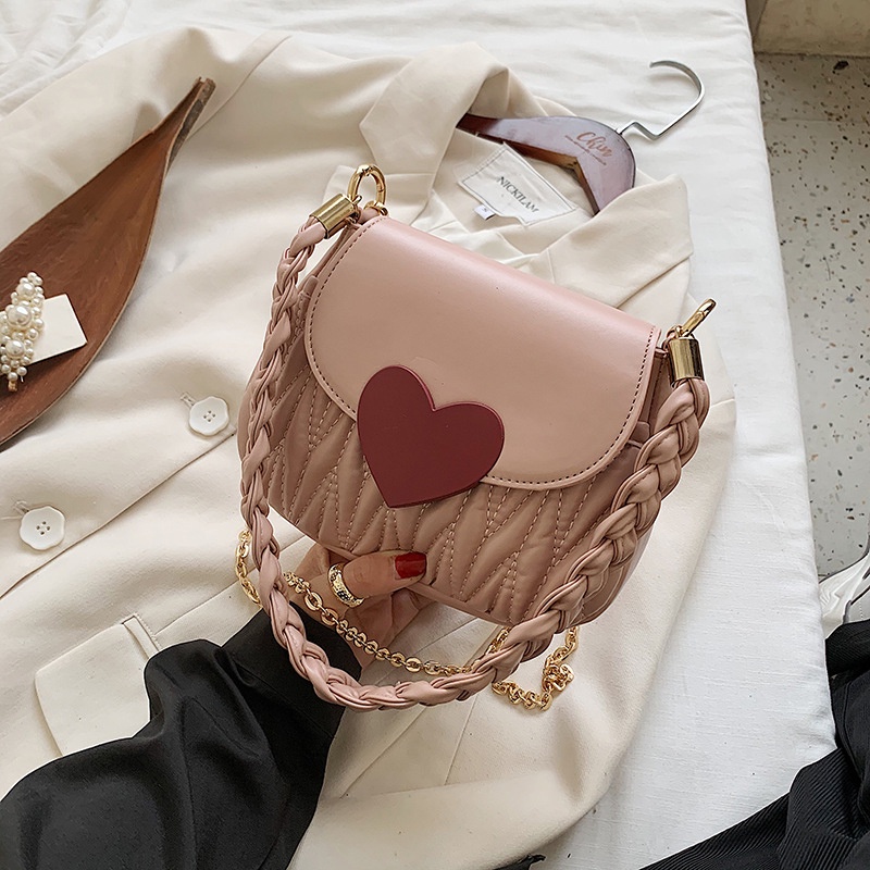 IELGY Túi Đeo Vai Dây Xích Hình Trái Tim Thoải Mái Thời Trang Cho Nữ
