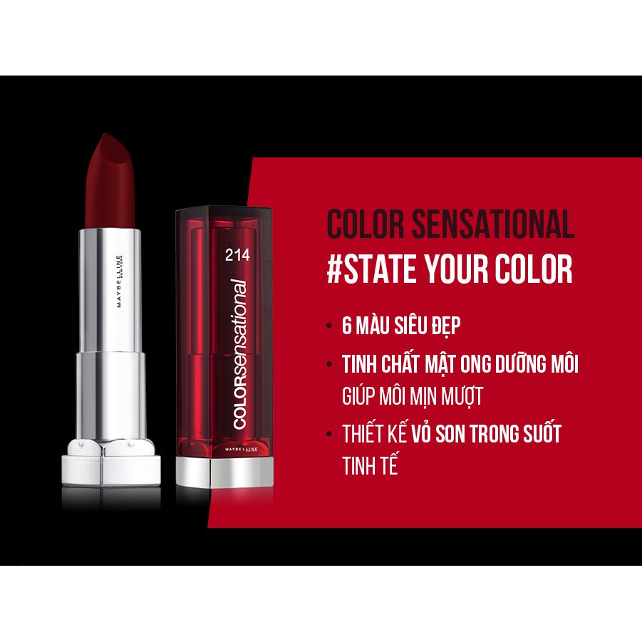 Son Lì Maybelline Csens State Your Color Fearless Plum 3.9g .#214 Sweet Talker Wine