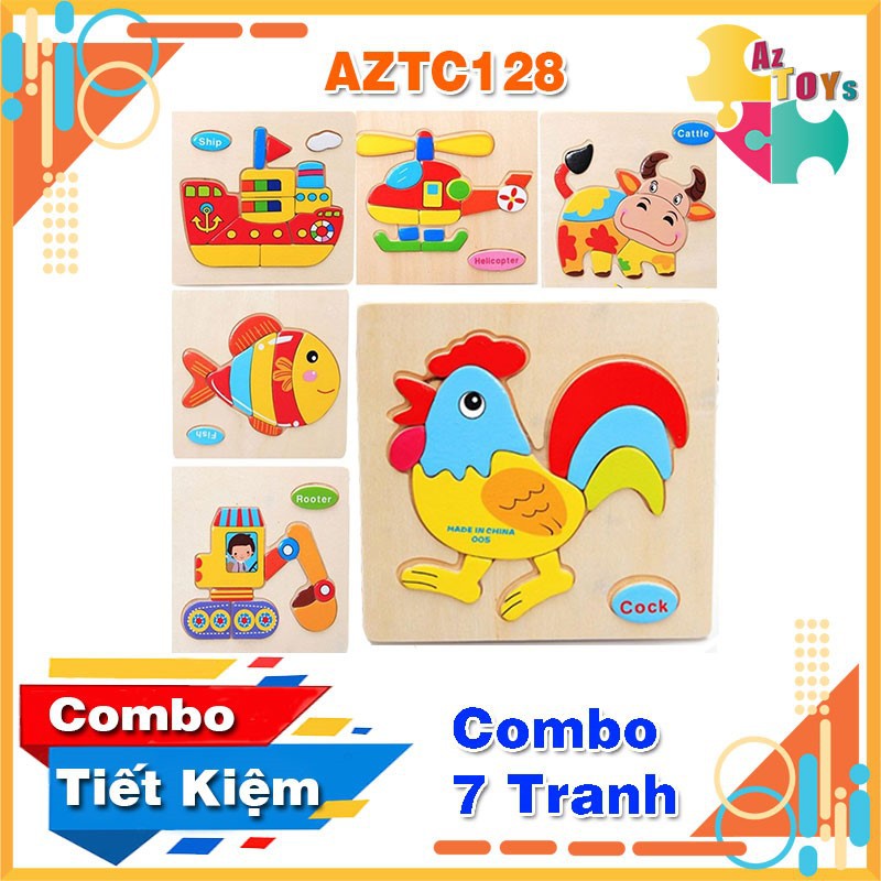 [XẢ KHO + NowShip] Tranh Ghép Hình 3D Montessori, Đồ Chơi Gỗ Xếp Hình Tuy Duy Cho Bé - AZTC128