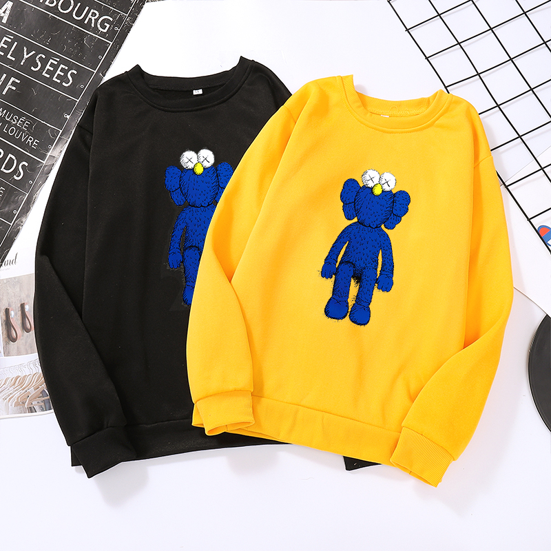 Áo Sweater Chui Đầu Tay Dài In Hình Kaws Sesame Street + Chữ Adolph Store %0020 Cho Nam Nữ