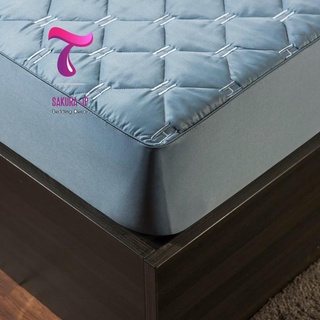 Hàng mới- ga gối trần bông bọc chun lụa sateens cao cấp herrmess xanh sky - ga gối lụa cotton chần bông