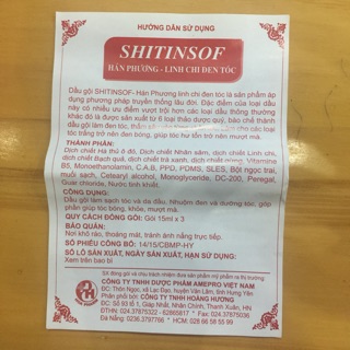 Dầu gội đen tóc Shitinsof Hán Phương Linh Chi (3 gói)
