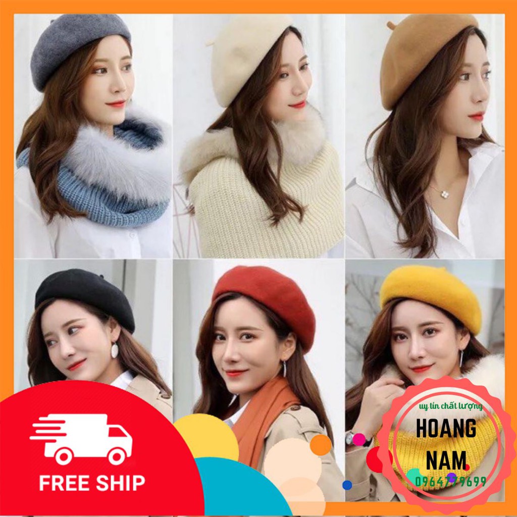 Mũ Nồi Beret dạ HÀNG LOẠI 1 Chỉnh được kích thước các màu