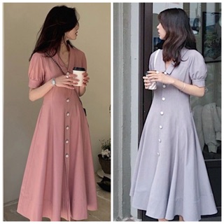 Đầm váy sơ mi nút trắng 2 màu