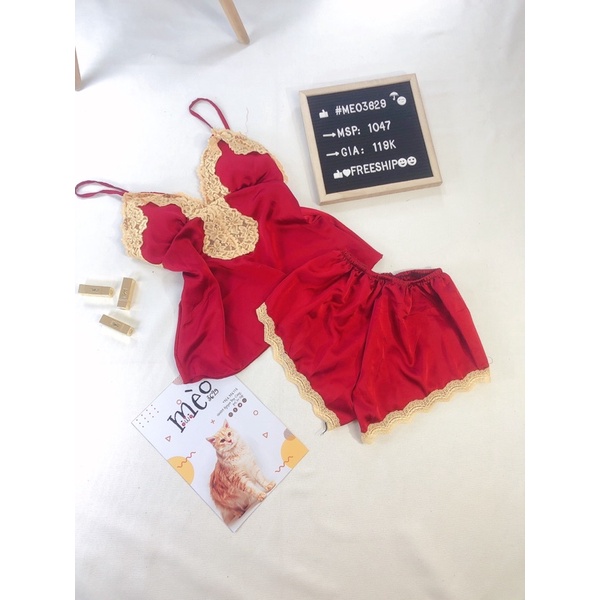 [Chuyên Sỉ] Bộ ngủ satin 2 dây, dây áo có tăng đơ và cúp ngực, chất vải mát lạnh, form tôn dáng quyến rũ.