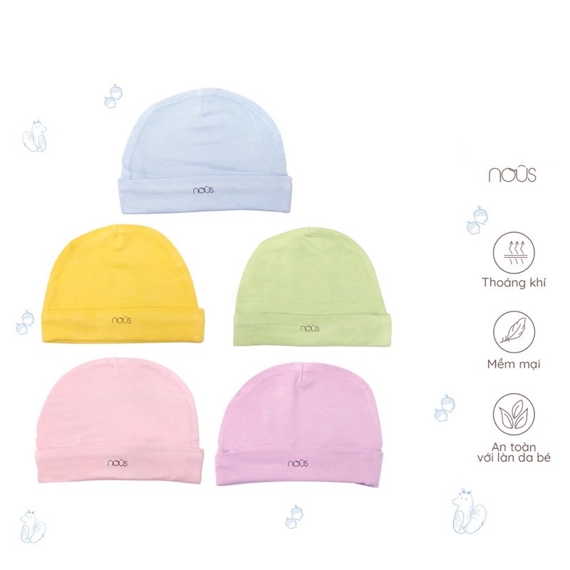 Mũ Cho Bé Sơ Sinh Nous, Chất Liệu 100% Cotton Organic Cao Cấp Mềm Mịn An Toàn Cho Trẻ Sơ Sinh Mozio Store