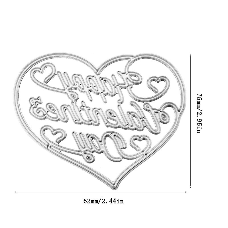 Khuôn Cắt Giấy Làm Từ Kim Loại Hình Trái Tim Happy Valentines Trang Trí Scrapbook