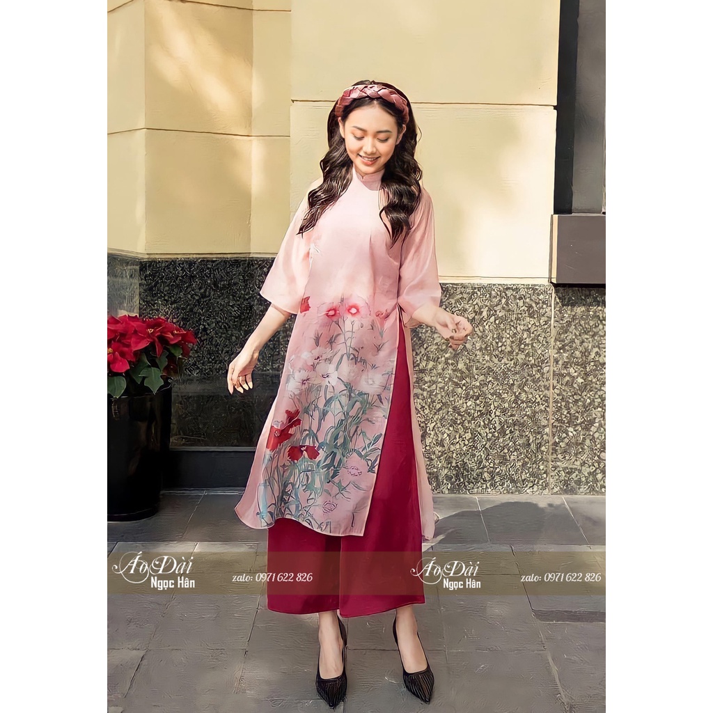 Áo Dài Cách Tân Nữ Dáng Suông Tay Ngắn A03