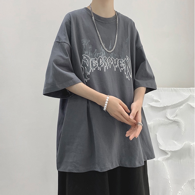Áo thun Unisex form rộng tay lỡ, Áo phông nam nữ cotton thấm hút, dày dặn mềm mịn họa tiết NECROVEN