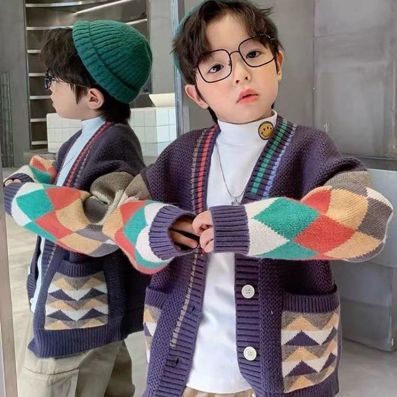 Áo Khoác Cardigan Dệt Kim Thời Trang Xuân Thu Cho Bé Trai