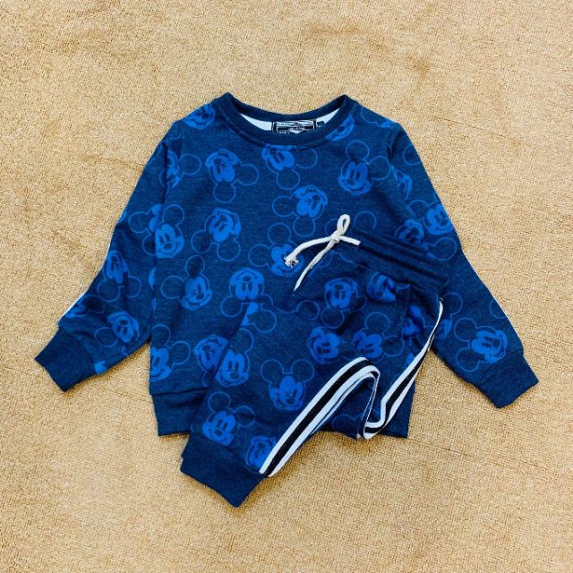 Bộ nỉ bé trai hình Mickey xanh