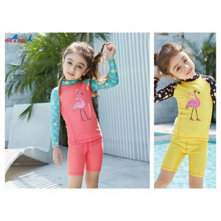 Bộ bơi dài tay có mũ cho bé gái từ 10-30kg