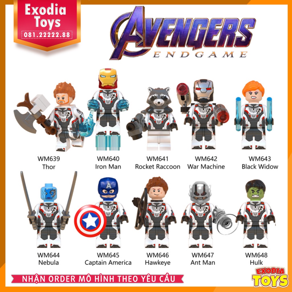 Xếp hình Minifigure Marvel Biệt đội siêu anh hùng Avengers Endgame - Đồ Chơi Lắp Ghép Sáng Tạo - WM 6054