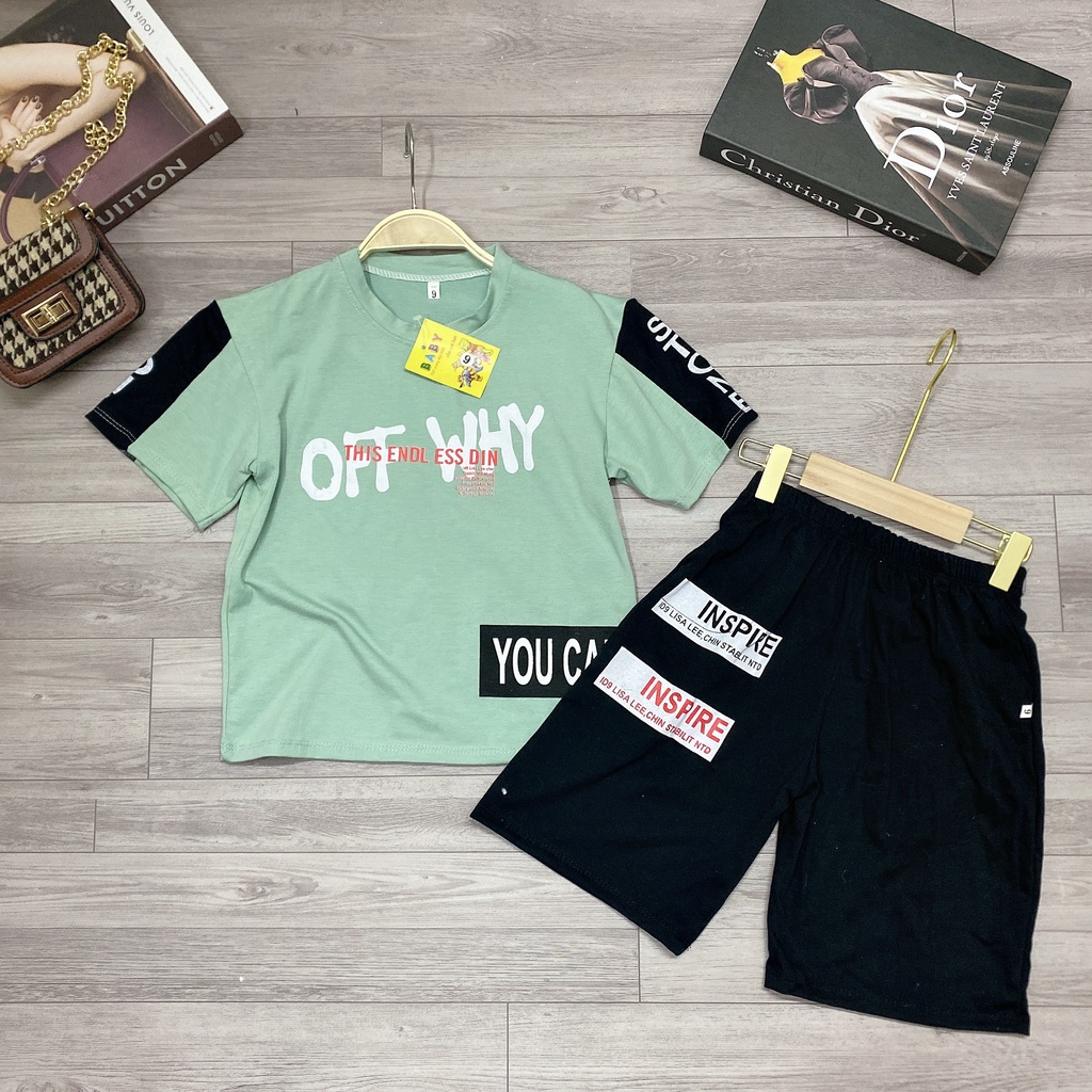 Sét Bộ quần áo  trẻ em dành cho bé trai 18-45kg mẫu OFF WHY. thiết kế đẹp. đường may kỹ. MA32.