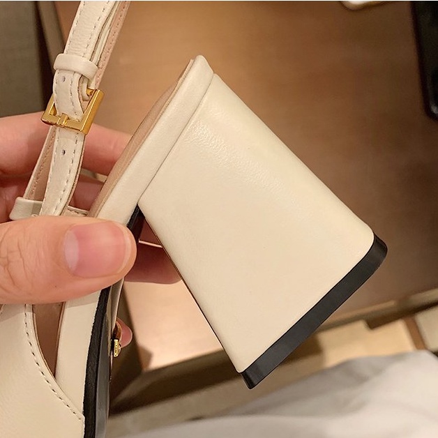 Giày Cao Gót Đế Vừa Phối Khóa Phong Cách Retro Dành Cho Nữ