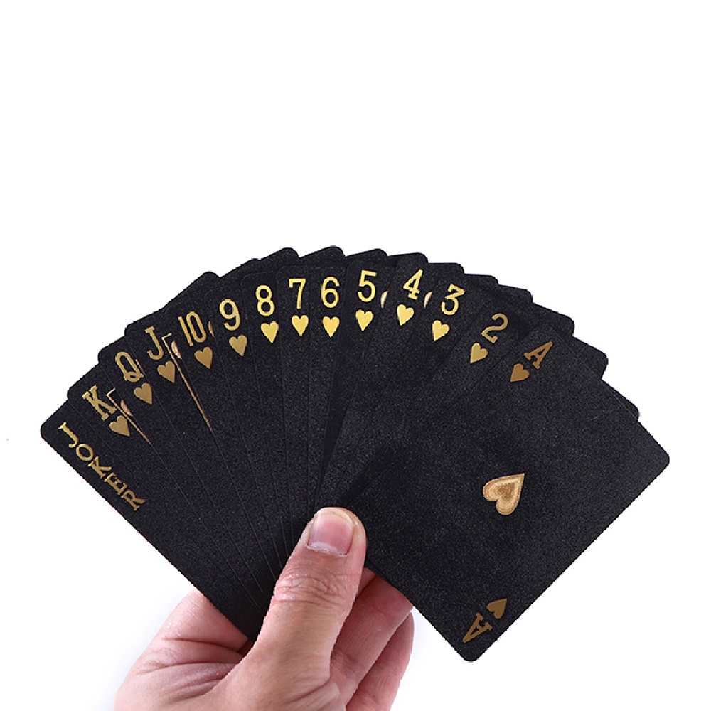 Bộ Bài Tây Mạ Vàng Đen Cao Cấp 52 Lá Bài Nhựa May Mắn Tài Lộc Chống Thấm Nước Bẻ Cong Không Gãy BT13VD