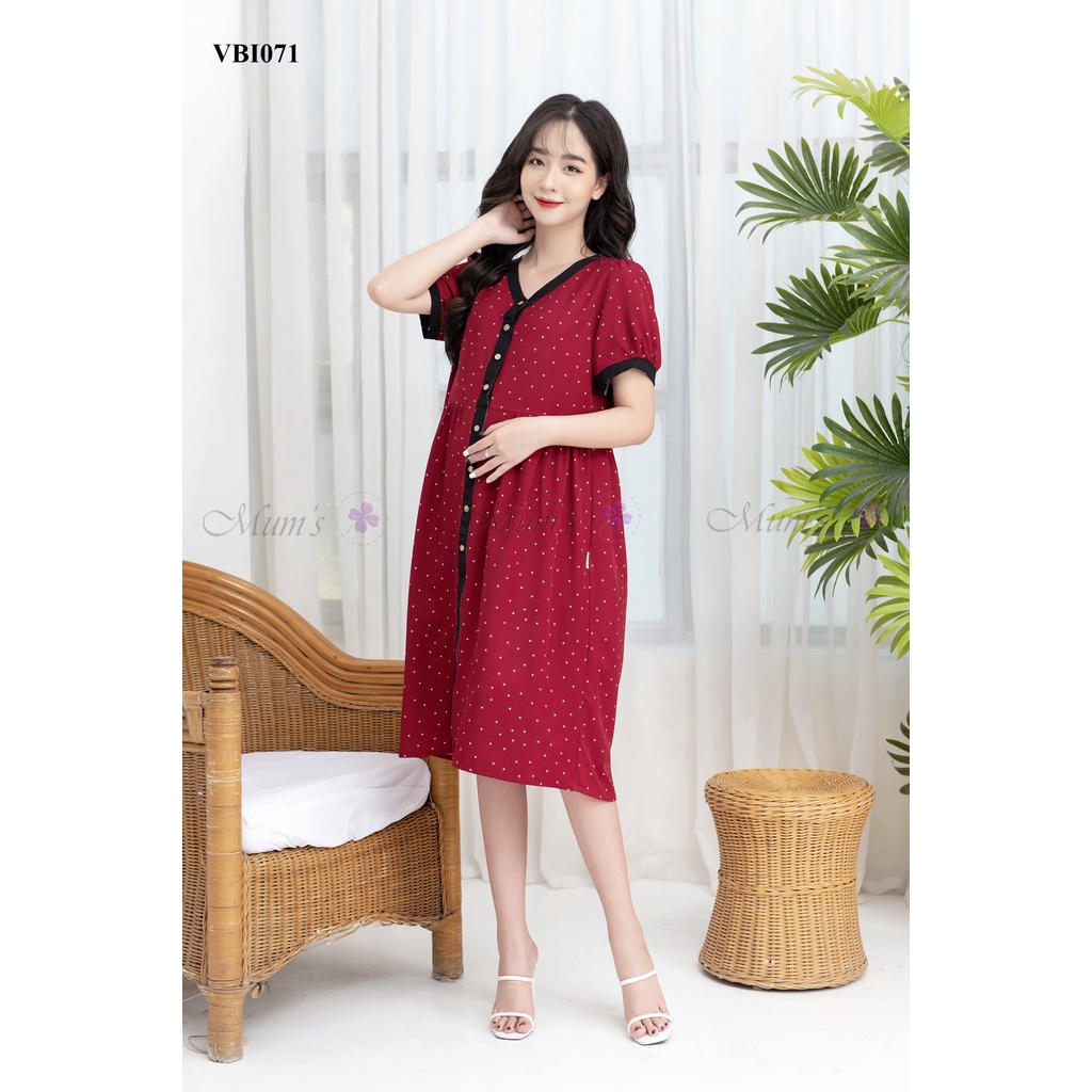ĐẦM BẦU CÔNG SỞ MUM'S SHOP  FREESHIP  Váy bầu xinh mùa hè bi mận cổ tim