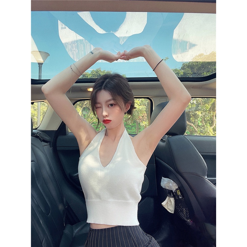 Áo dệt kim QKOOLE không tay thời trang dành cho nữ với 3 màu tùy chọn