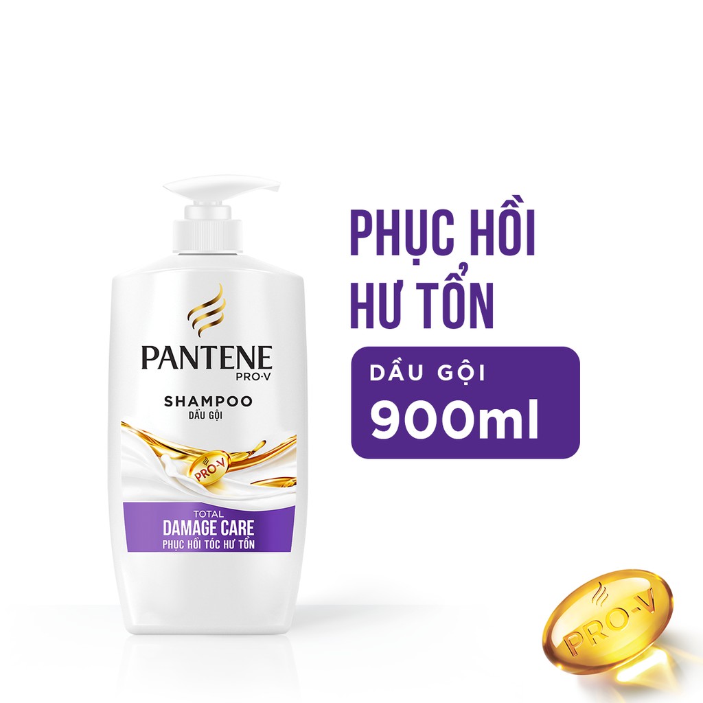 Dầu Gội Đầu Pantene 900ml Ngăn Rụng Tóc, Phục Hồi Hư Tổn, Suôn Mượt Óng Ả, Dưỡng Tóc Mềm Mại - HT048