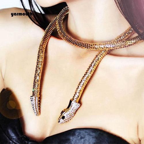 Vòng cổ thiết kế hình rắn quàng cổ đính đá nhân tạo phong cách thời thượng dành cho nữ
