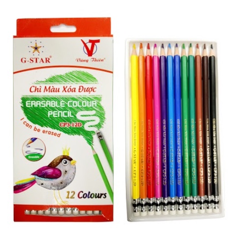 Chì Màu Xóa Được CP3 Bằng Tẩy Gôm 12, 18, 24 Màu Gstar